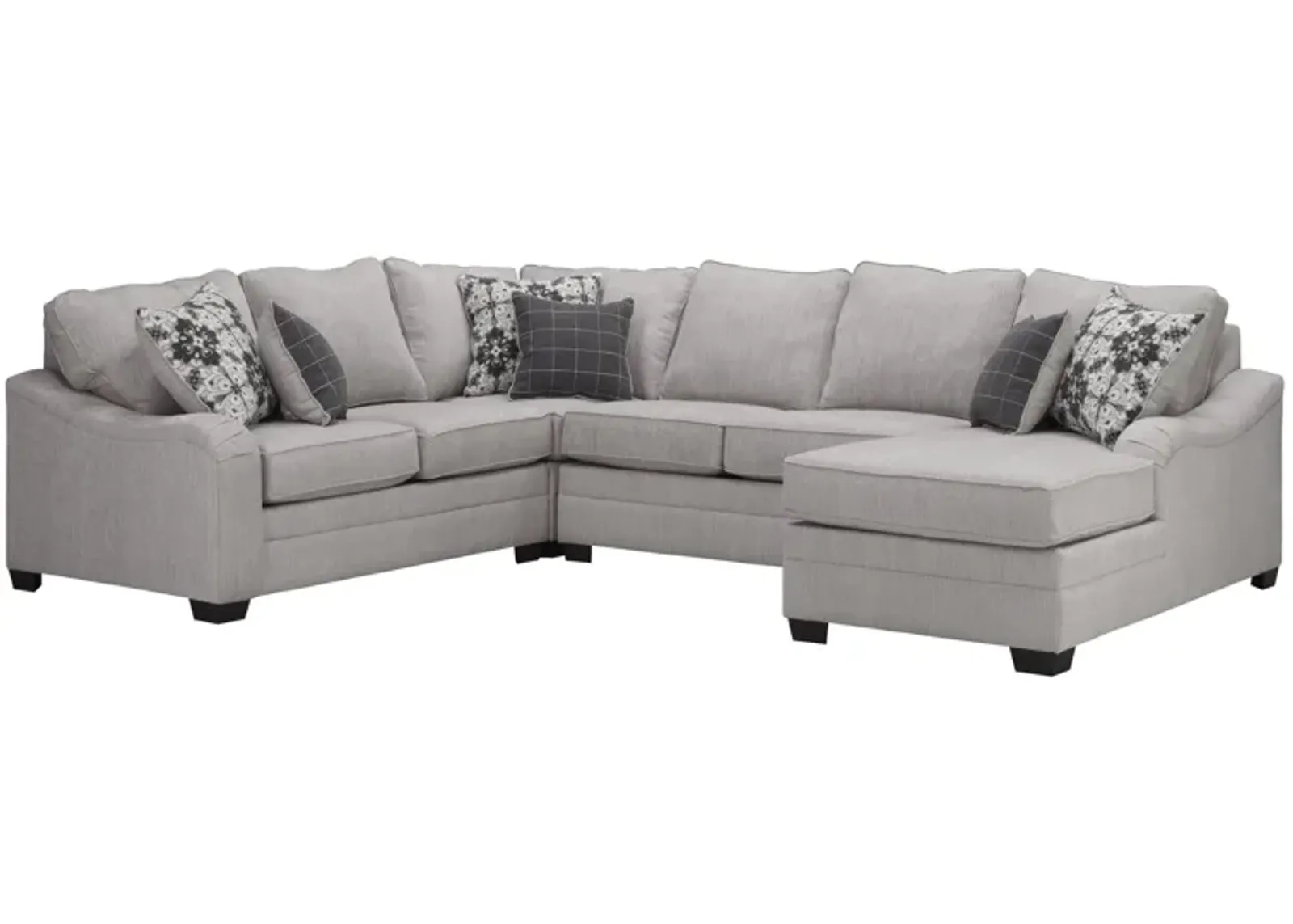 Caid 4-pc. Chenille Sectional in Gray by Flair