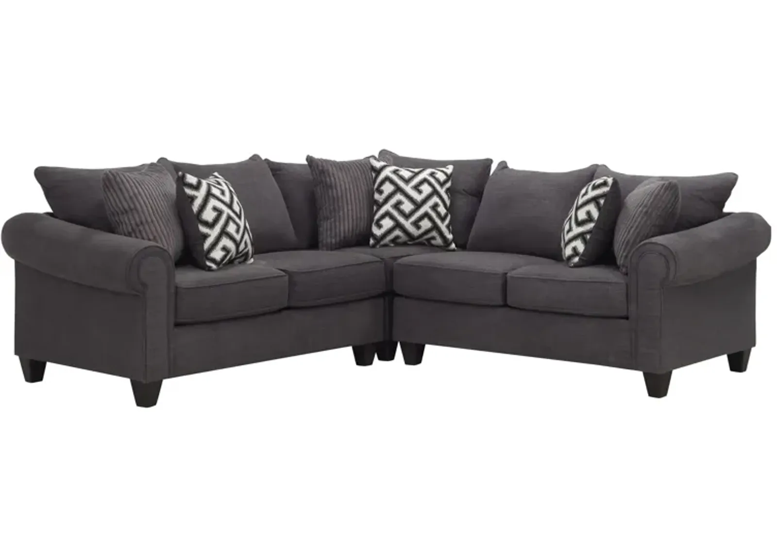 Piper 3-pc. Chenille Sectional Sofa in Bridget Graphite by Style Line