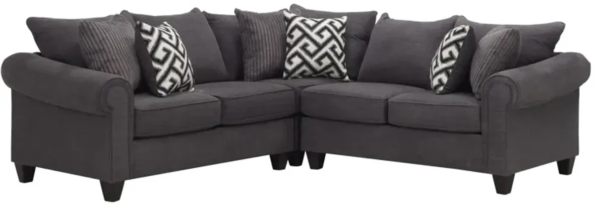 Piper 3-pc. Chenille Sectional Sofa in Bridget Graphite by Style Line