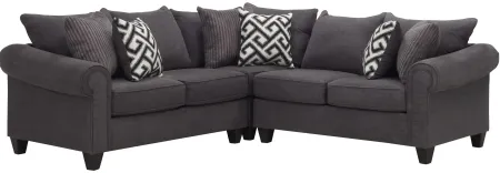 Piper 3-pc. Chenille Sectional Sofa in Bridget Graphite by Style Line