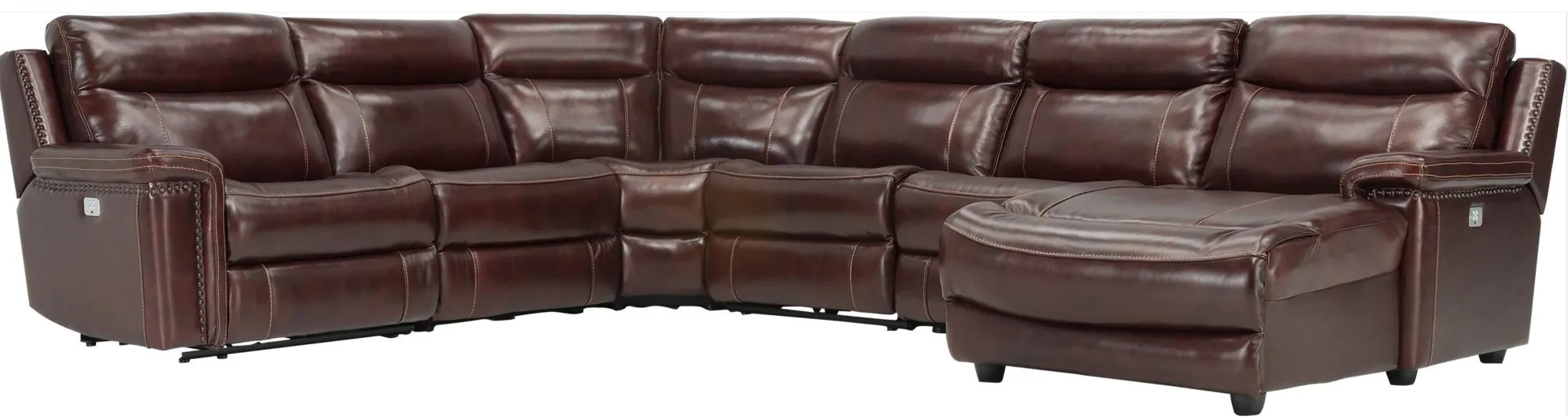 Lattimore 6pc. Leather Sectional in Russet by Bellanest by Raymour & Flanigan