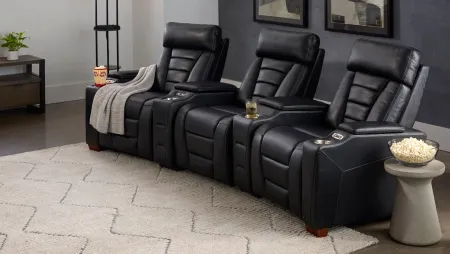 Edison 3-pc. Curved Power Home Theater Sectional in Black by Davis Intl.