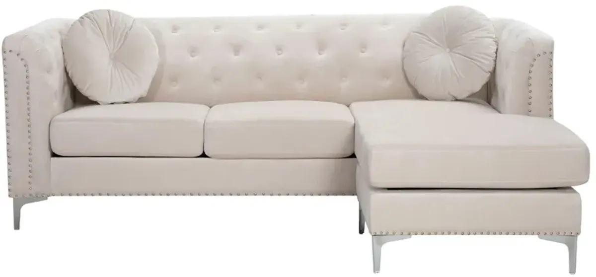 Delray 2-pc. Reversible Sectional Sofa in Ivory by Glory Furniture