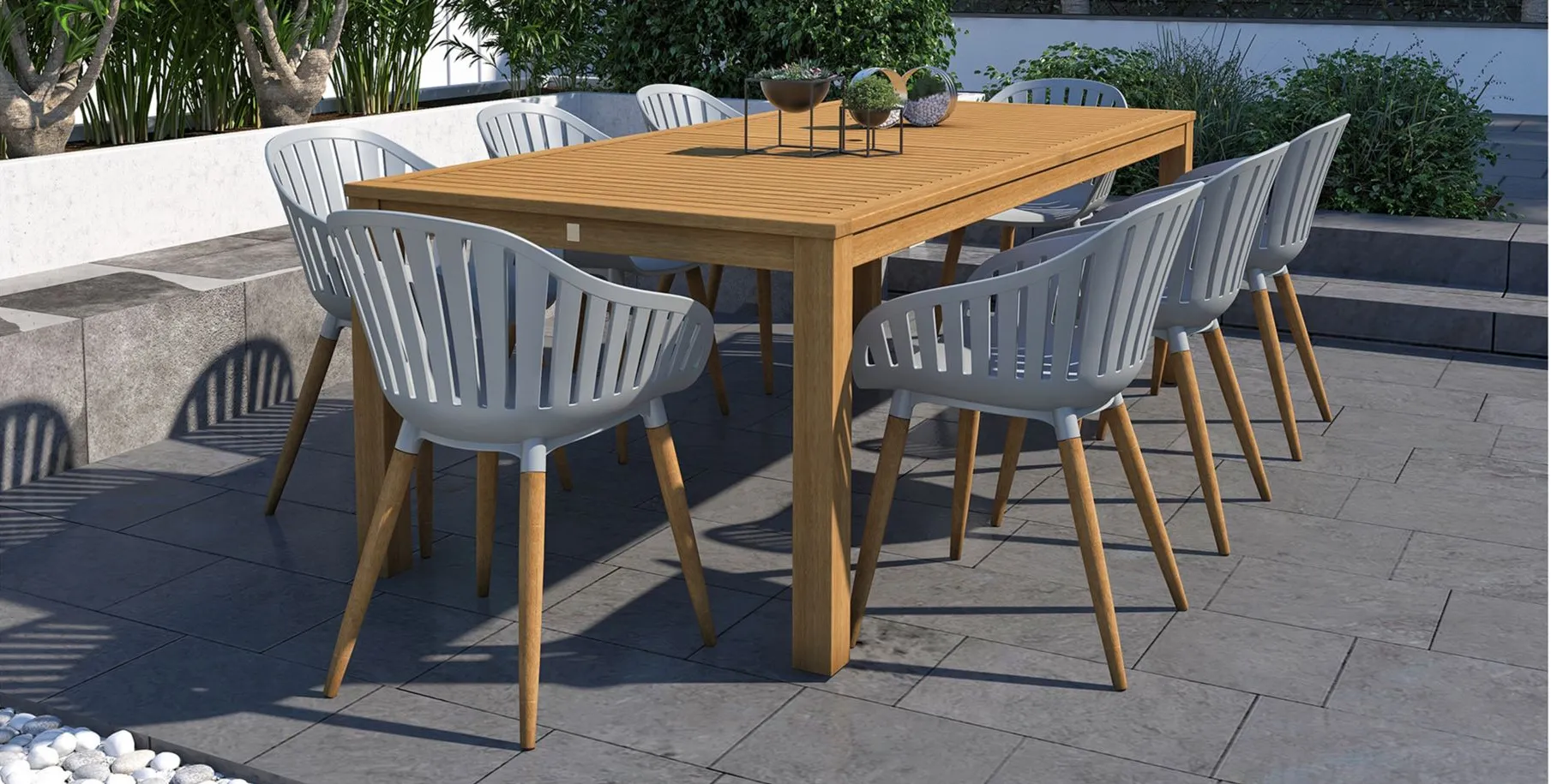 Amazonia Outdoor 9-pc. Rectangular Patio Dining Table Set in Brown by International Home Miami