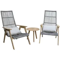 Bohemian 3-pc. Wicker and Teak Outdoor Lounge Set in Copper/Black by Outdoor Interiors