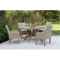 Nautical 5-pc. Teak and Wicker Outdoor Dining Set in Copper/Black by Outdoor Interiors