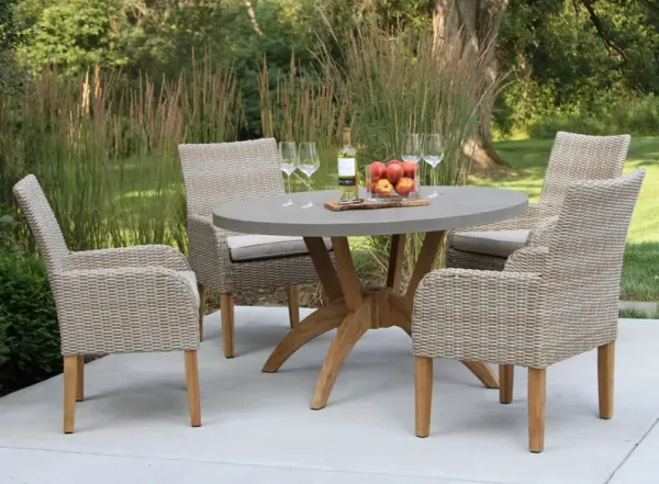Nautical 5-pc. Teak and Wicker Outdoor Dining Set