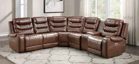Greenway 6-pc. Modular Power Reclining Sectional Sofa in Brown by Homelegance