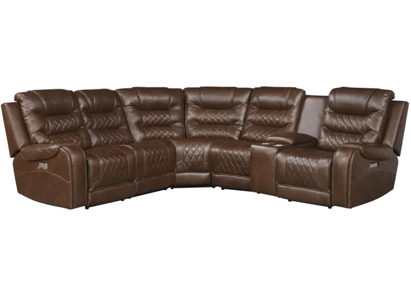 Greenway 6-pc. Modular Power Reclining Sectional Sofa in Brown by Homelegance