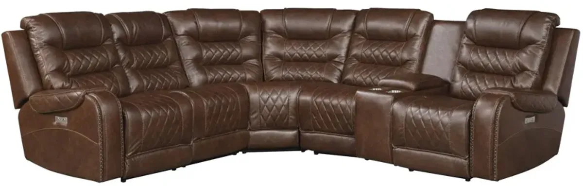 Greenway 6-pc. Modular Power Reclining Sectional Sofa in Brown by Homelegance