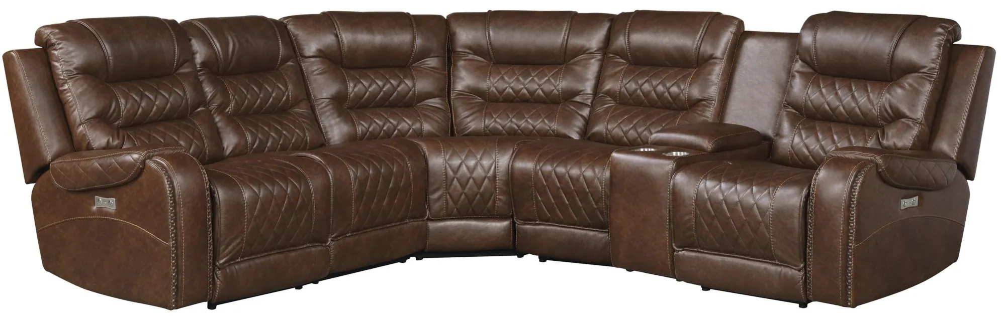 Greenway 6-pc. Modular Power Reclining Sectional Sofa in Brown by Homelegance