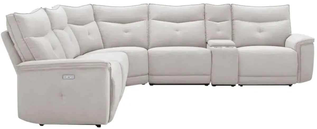 Graceland 6-pc. Sectional Sofa w/Power Headrests in Mist Gray by Bellanest