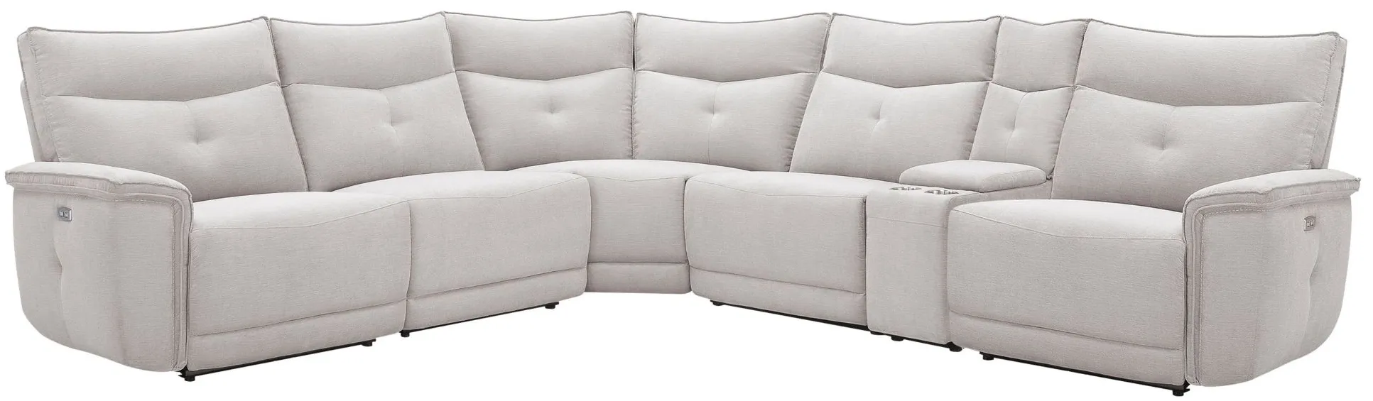 Graceland 6-pc Sectional Sofa W/Power Headrest in Mist Gray by Bellanest