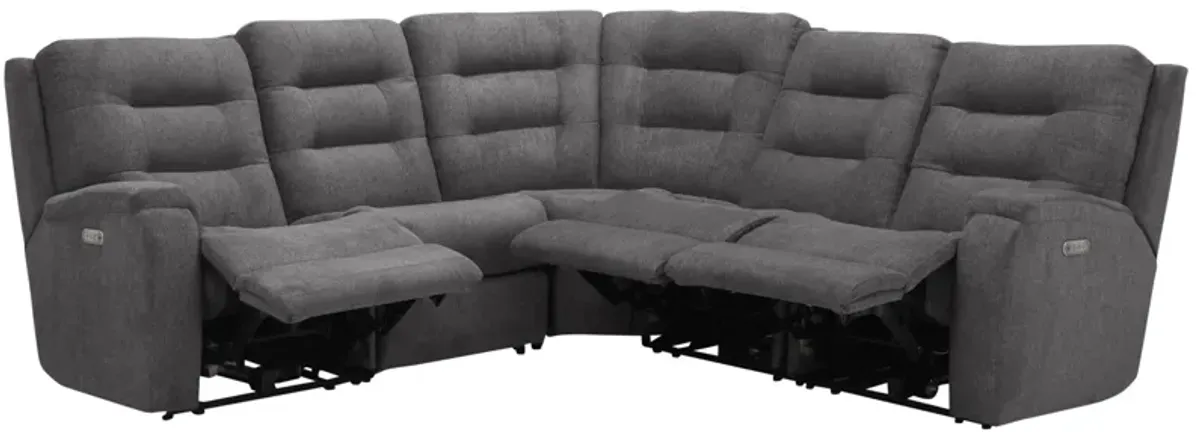 Halenbeck 5-pc. Triple Power Sectional in Gray by Flexsteel