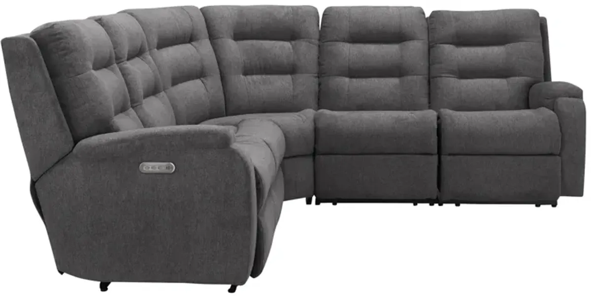 Halenbeck 5-pc. Triple Power Sectional in Gray by Flexsteel