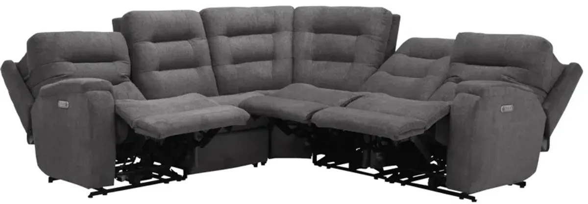 Halenbeck 5-pc. Triple Power Sectional in Gray by Flexsteel