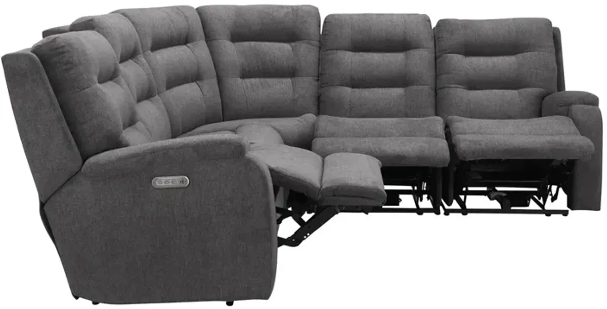 Halenbeck 5-pc. Triple Power Sectional in Gray by Flexsteel