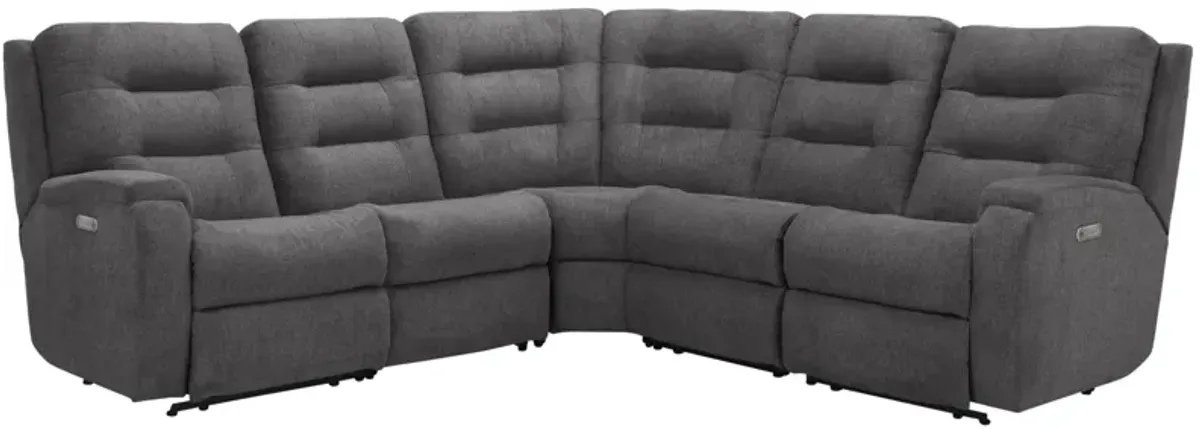 Halenbeck 5-pc. Triple Power Sectional in Gray by Flexsteel