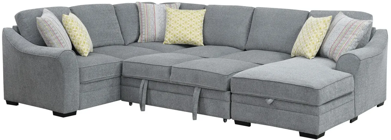 Elle Pop-Up Sleeper Sectional in Gray by Emerald Home Furnishings