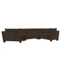 Foresthill 4-pc. Left Hand Cuddler with Loveseat Sectional Sofa in Suede So Soft Chocolate by H.M. Richards