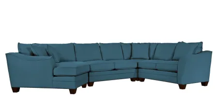 Foresthill 4-pc. Left Hand Cuddler with Loveseat Sectional Sofa in Suede So Soft Lagoon by H.M. Richards