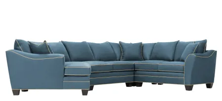 Foresthill 4-pc. Left Hand Cuddler with Loveseat Sectional Sofa in Suede So Soft Indigo/Mineral by H.M. Richards
