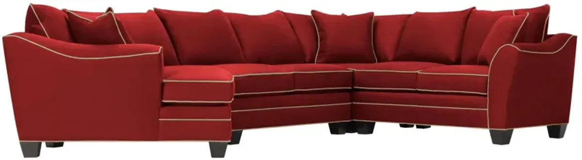 Foresthill 4-pc. Left Hand Cuddler with Loveseat Sectional Sofa in Suede So Soft Cardinal/Mineral by H.M. Richards