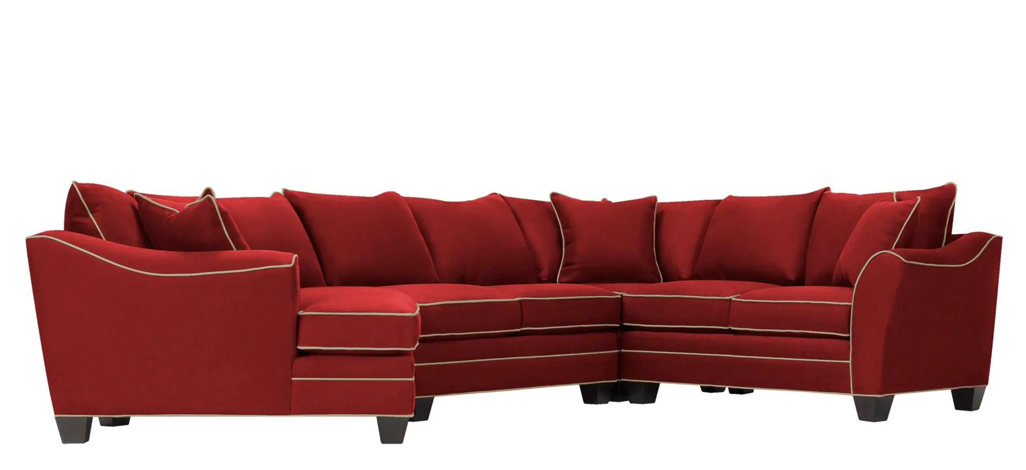 Foresthill 4-pc. Left Hand Cuddler with Loveseat Sectional Sofa in Suede So Soft Cardinal/Mineral by H.M. Richards