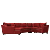 Foresthill 4-pc. Left Hand Cuddler with Loveseat Sectional Sofa in Suede So Soft Cardinal/Mineral by H.M. Richards