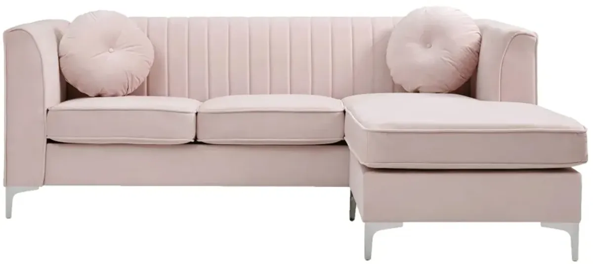 Deltona 2-pc. Reversible Sectional Sofa in Pink by Glory Furniture