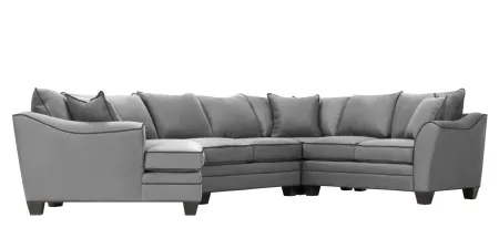 Foresthill 4-pc. Left Hand Cuddler with Loveseat Sectional Sofa in Suede So Soft Platinum/Slate by H.M. Richards