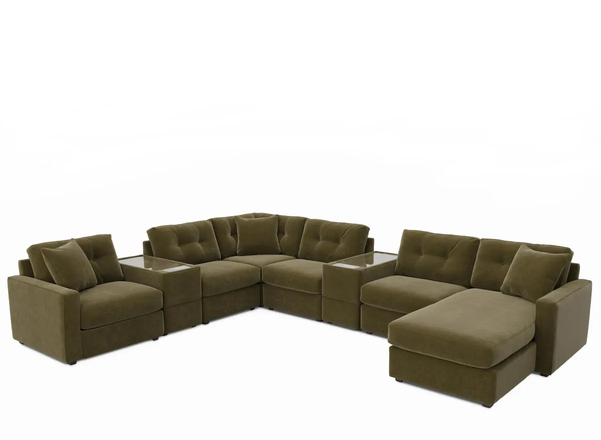 ModularOne 8-pc. Sectional w/ Two Power Console in Moss by H.M. Richards