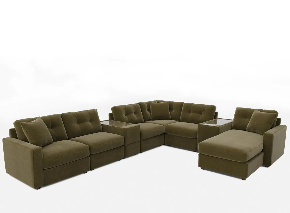 ModularOne 8-pc. Sectional w/ One Power Console in Moss by H.M. Richards