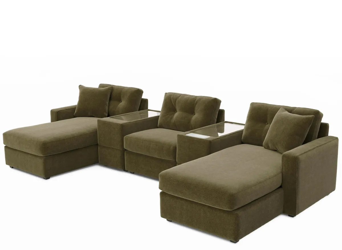 ModularOne 5-pc Sectional w/ One Power Console in Moss by H.M. Richards