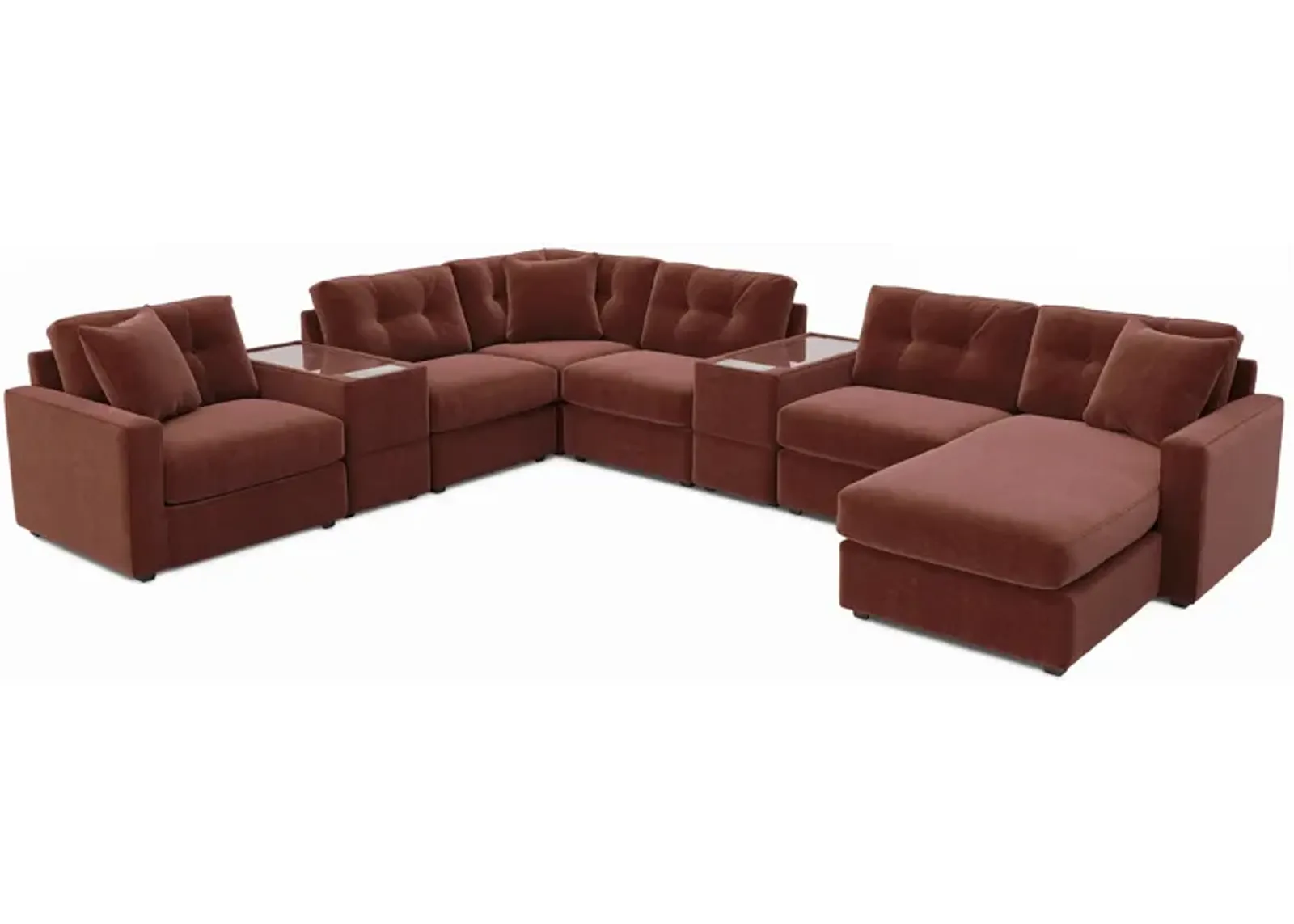 ModularOne 8-pc. Sectional w/ Two Power Console in Merlot by H.M. Richards