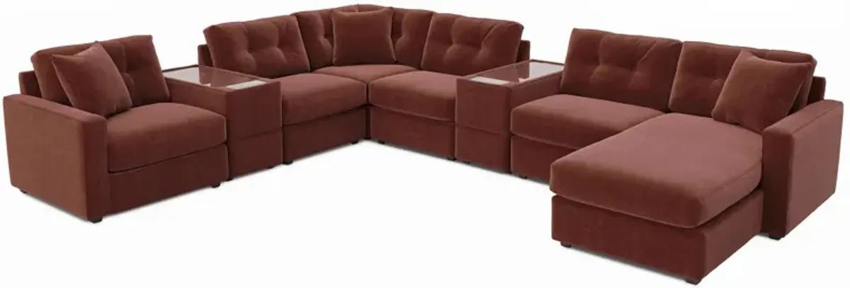 ModularOne 8-pc. Sectional w/ Two Power Console in Merlot by H.M. Richards