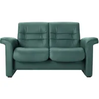Stressless Sapphire Leather Reclining Low-Back Loveseat in Paloma Aqua Green by Stressless