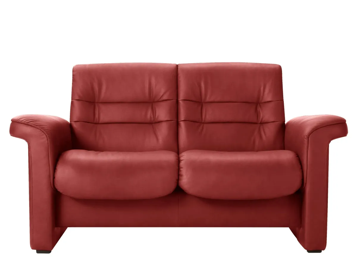 Stressless Sapphire Leather Reclining Low-Back Loveseat in Paloma Henna by Stressless