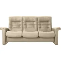 Stressless Sapphire Leather Reclining Sofa in Paloma Light Grey by Stressless