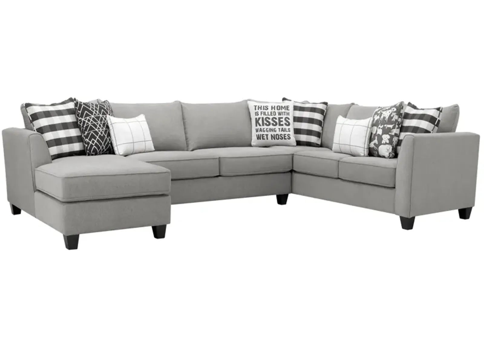 Daine 3-pc. Sectional Sofa w/ Full Sleeper in Popstitch Pebble by Fusion Furniture