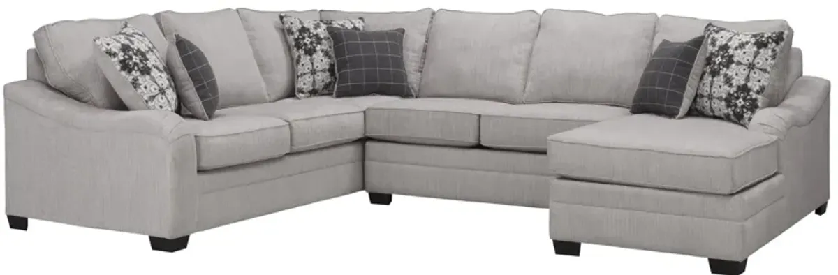 Caid 3-pc. Chenille Sectional in Gray by Flair