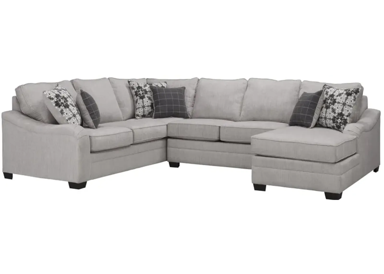 Caid 3-pc. Chenille Sectional in Gray by Flair