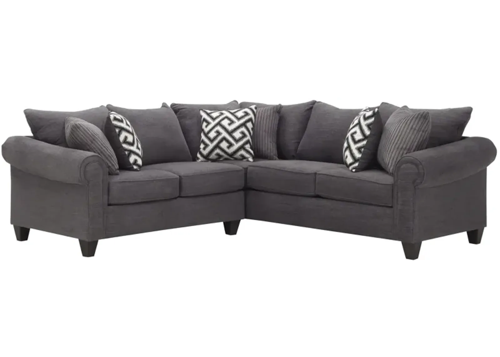 Piper 2-pc. Chenille Sectional Sofa in Bridget Graphite by Style Line