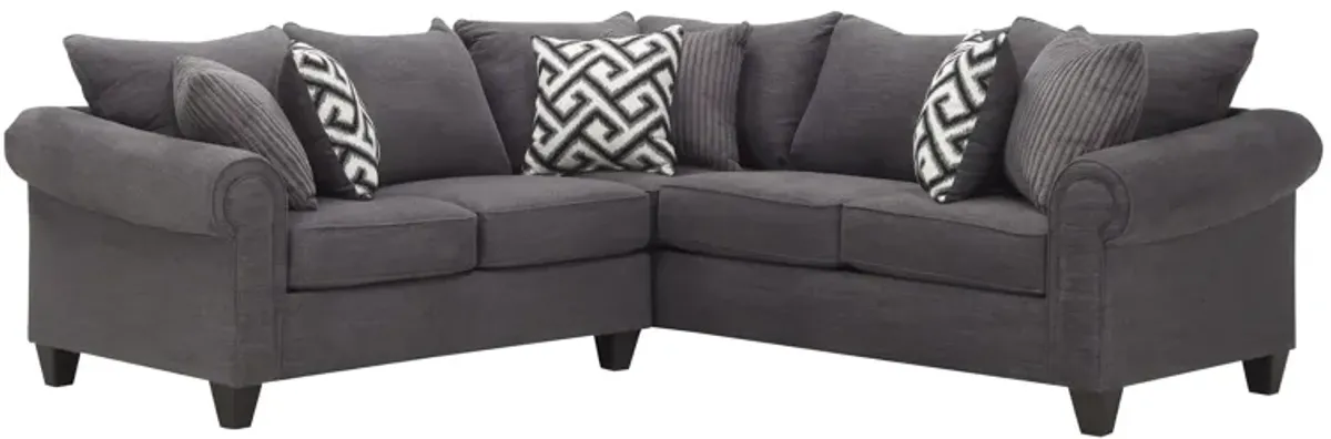 Piper 2-pc. Chenille Sectional Sofa in Bridget Graphite by Style Line