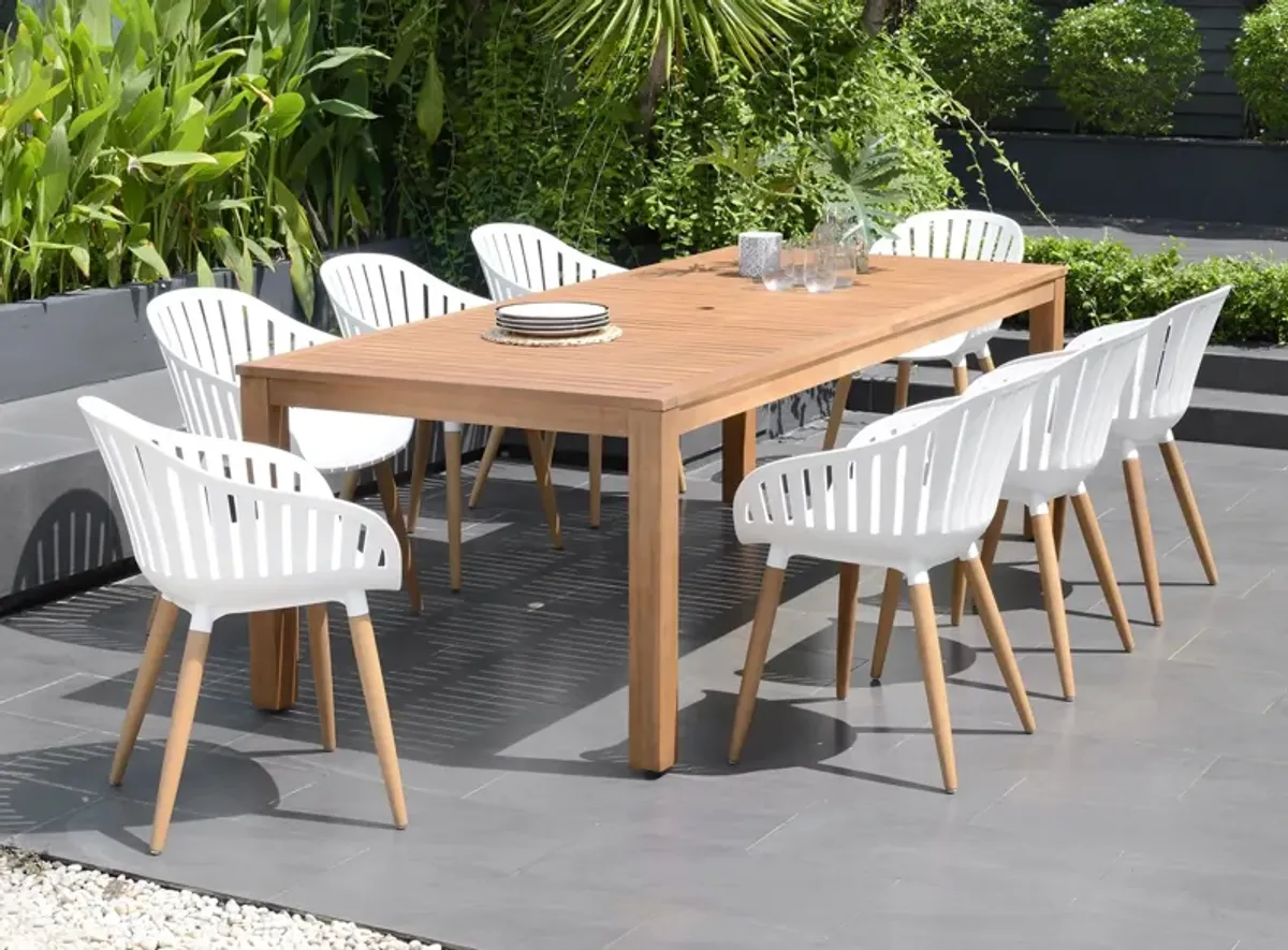 Amazonia Outdoor 9-pc. Rectangular Patio Dining Table Set in Brown by International Home Miami