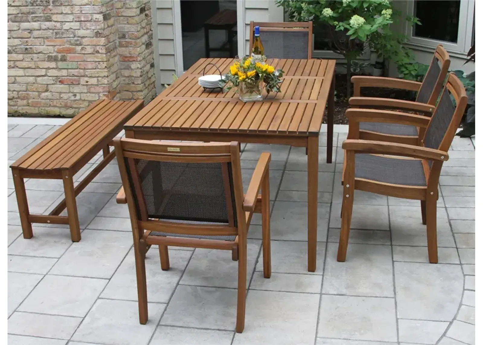 Farmhouse 6-pc. Eucalyptus Outdoor Dining Set in Copper/Black by Outdoor Interiors