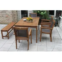 Farmhouse 6-pc. Eucalyptus Outdoor Dining Set in Copper/Black by Outdoor Interiors