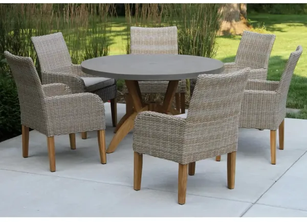 Nautical 7-pc. Teak and Wicker Outdoor Dining Set