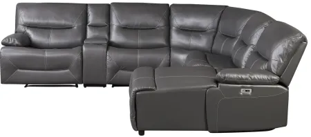 Viggo 6-pc. Power Reclining Sectional Sofa w/ Console and USB Charging in Gray by Homelegance