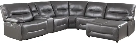 Viggo 6-pc Power Reclining Sectional Sofa W/ Console And Usb Charging in Gray by Homelegance